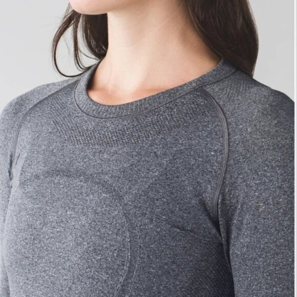 Lululemon Swiftly Tech Long Sleeve Crew- Heathered Black- Size 6 - Picture 4 of 11